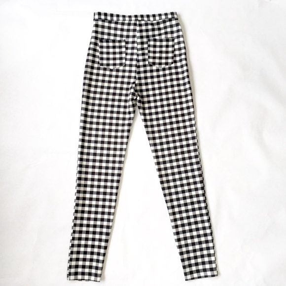 black and white gingham jeans
